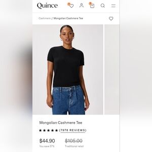 Quince Black Short Sleeve Cashmere Tee